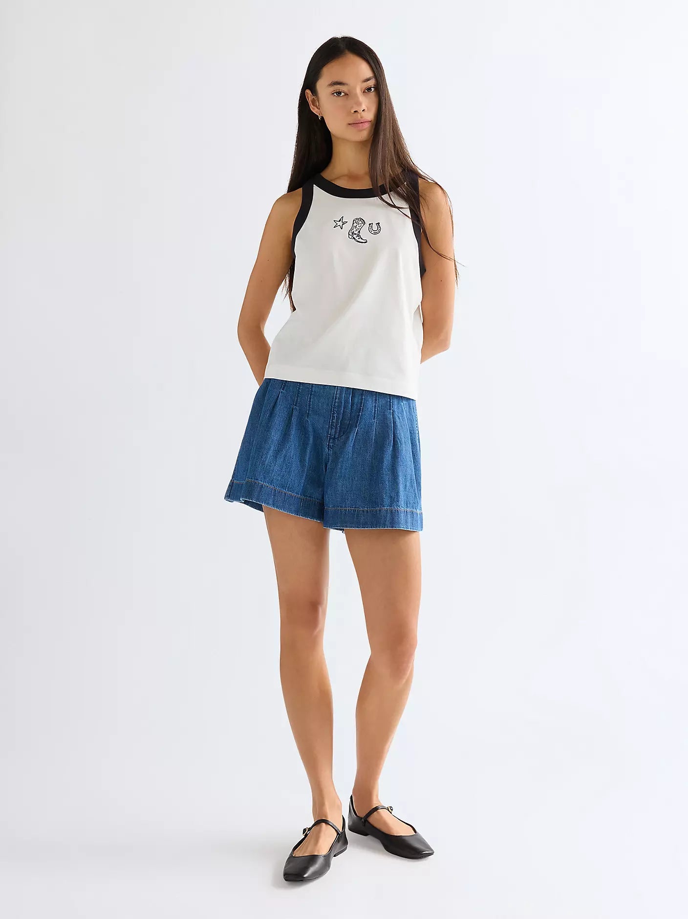 Top damski Wrangler Slim Ringer - Worn White
