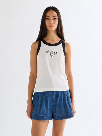 Top damski Wrangler Slim Ringer - Worn White