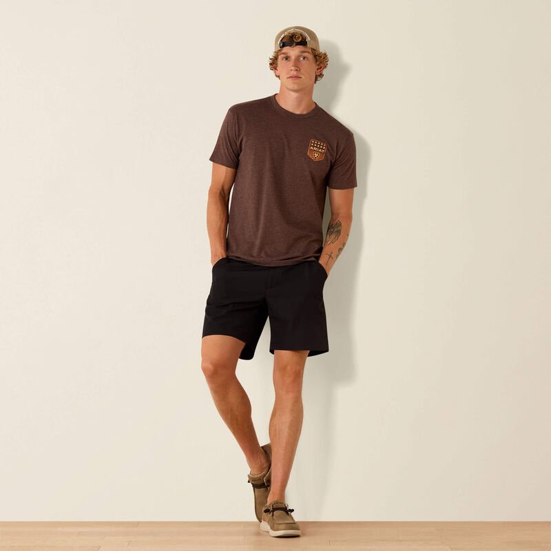 Koszulka Ariat Stripe Patriotic Badge Brown Heather