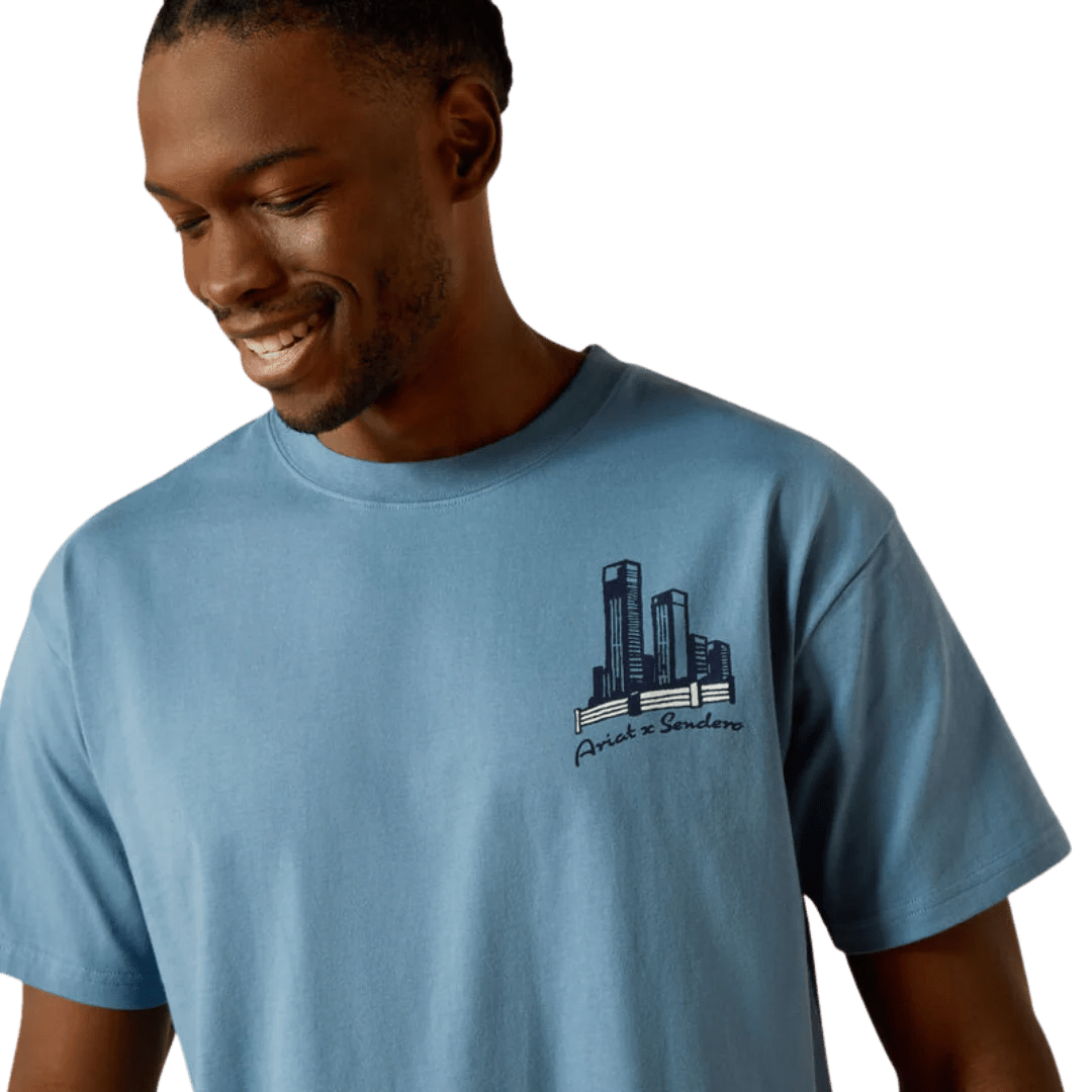 Koszulka Ariat x Sendero „Country Fences” – Copen Blue