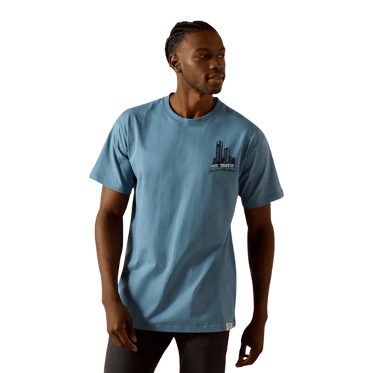 Koszulka Ariat x Sendero „Country Fences” – Copen Blue
