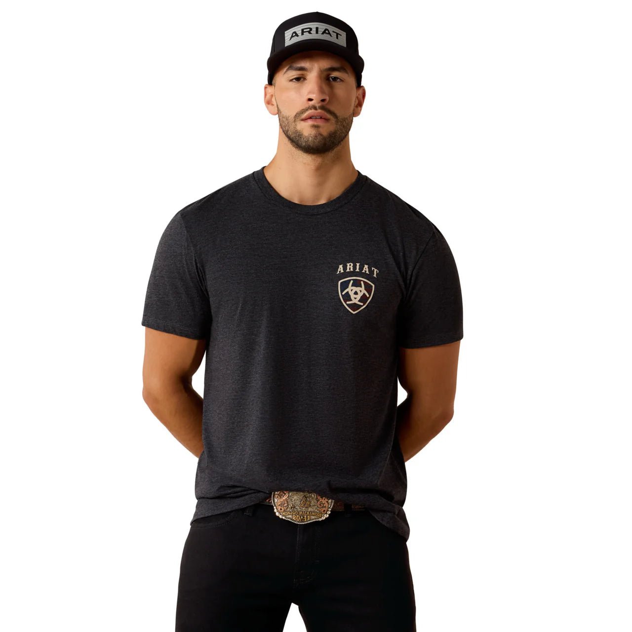 Koszulka męska Ariat American Bison- Charcoal Heather