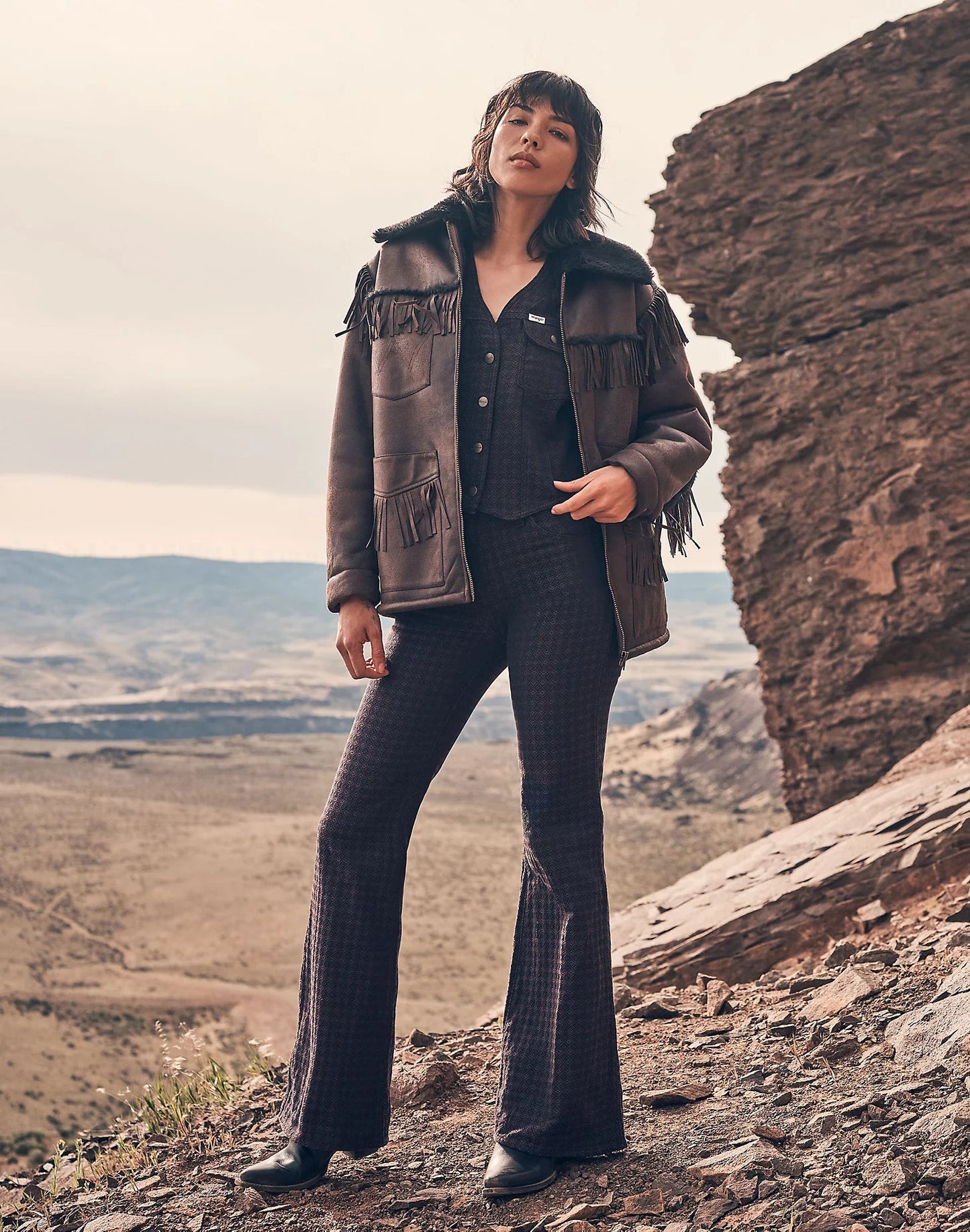 Wrangler Relaxed Fringe Brown Leather