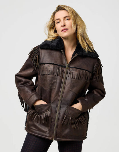 Wrangler Relaxed Fringe Brown Leather