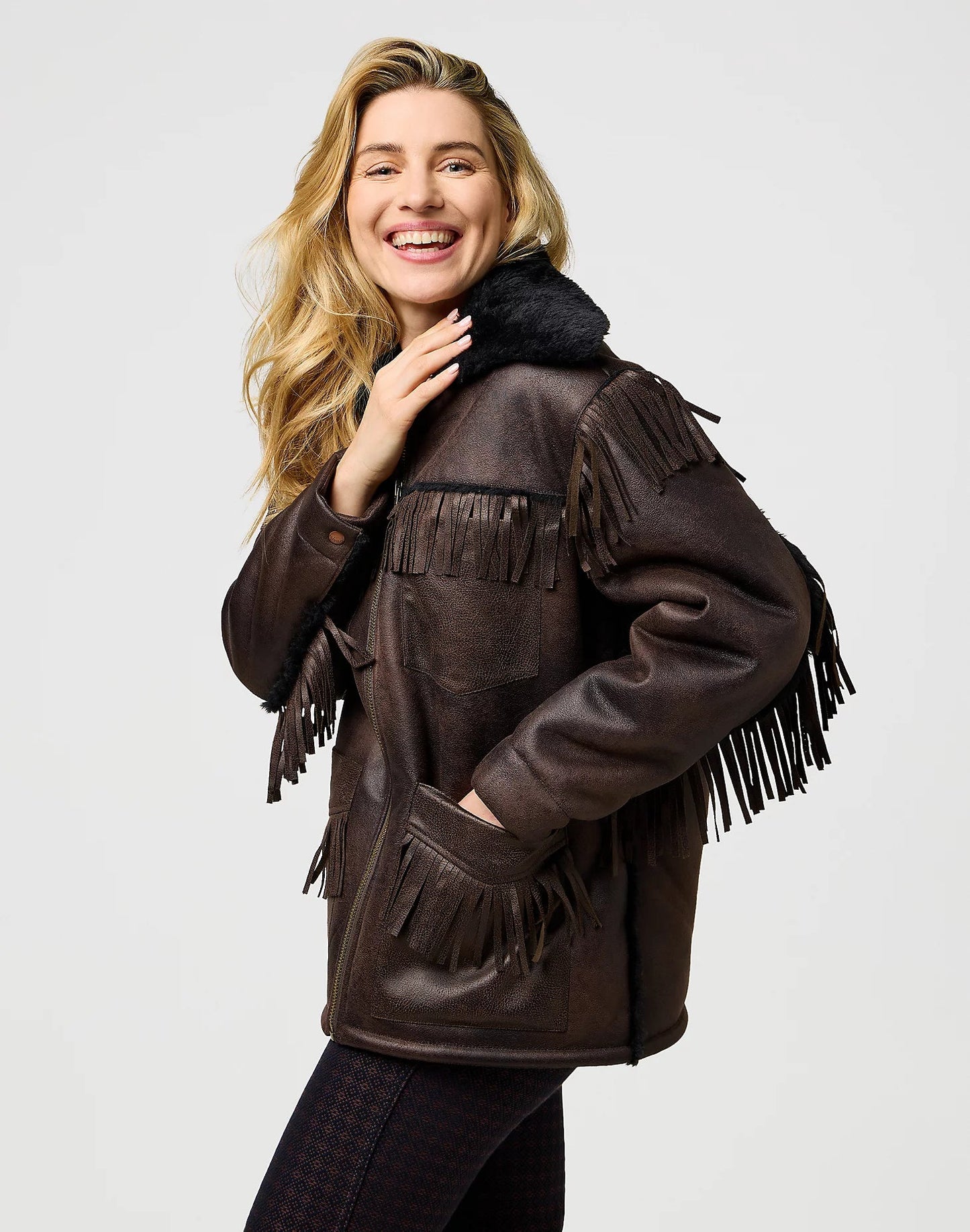 Wrangler Relaxed Fringe Brown Leather