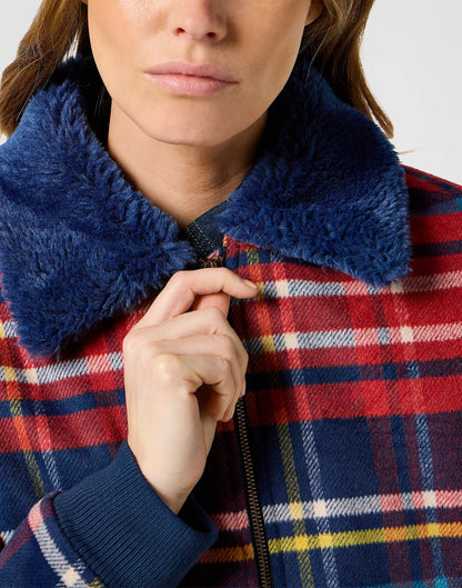 Damska Kurtka Wranger Aviator Jacket in Red Tartan