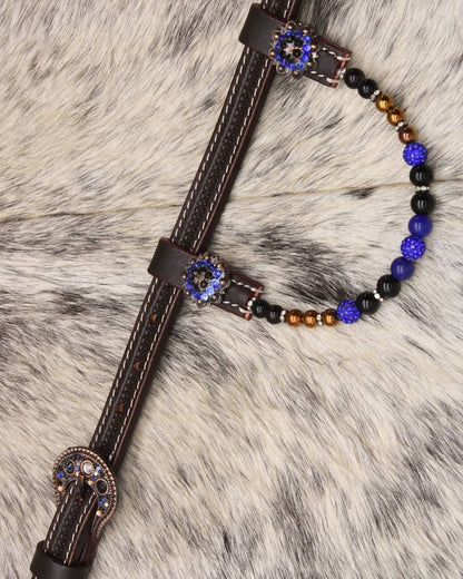 Ogłowie na dwoje uszu Royal Blue