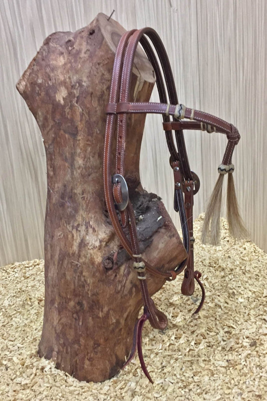 Ogłowie westernowe z końskim włosiem