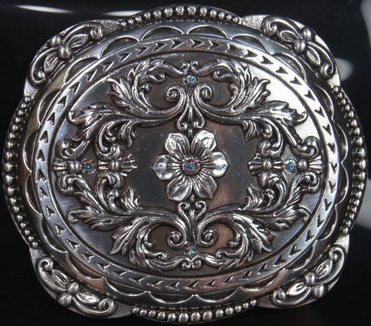Klamra Blazin Roxx Oval Floral Rhinestones Silver