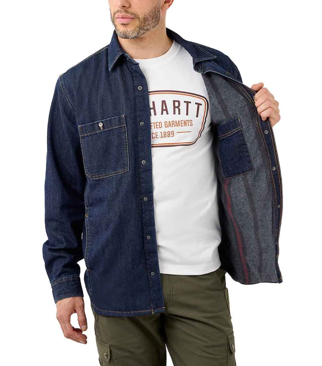 Džínová fleecová košile s podšívkou Carhartt Relaxed Fit Jac