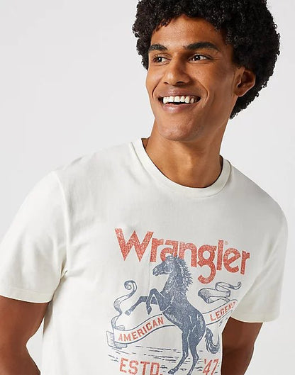 Wrangler AMERICANA TEE IN WORN WHITE